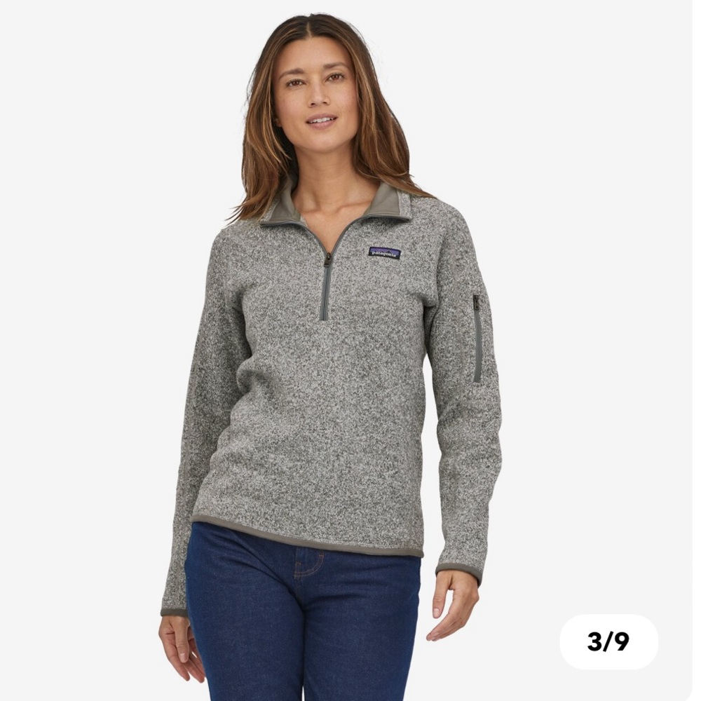 Patagonia Better Sweater Gray Quarter Zip Fleece Pullover Birch, Women’s XS
